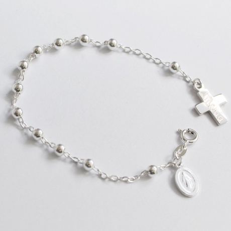 pulsera rosario plata