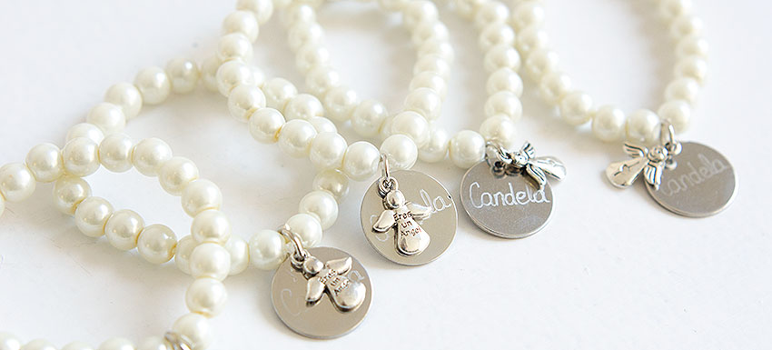 pulseras de perlas para comunion 