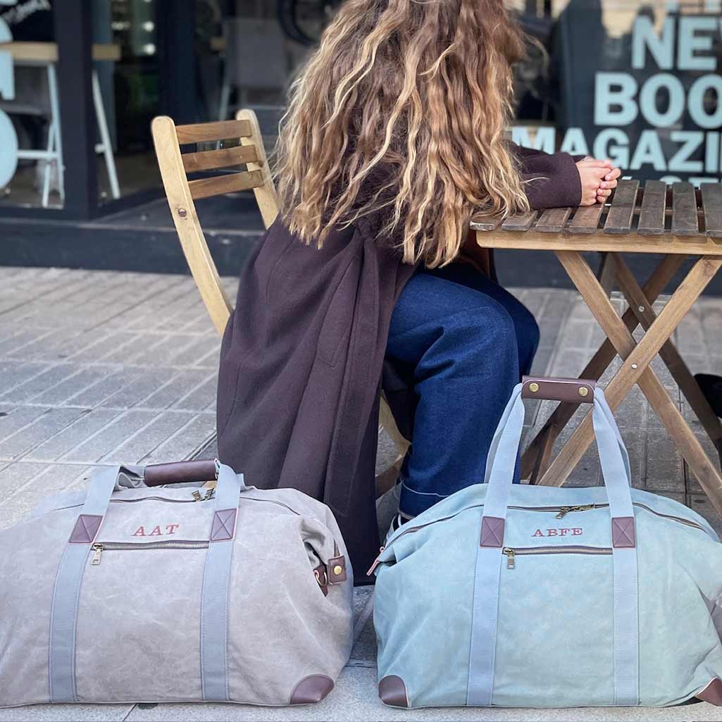 Bolsas de fin de semana de lona con iniciales