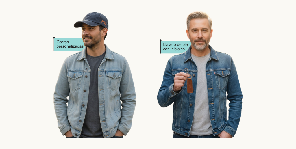 Hombre con regalos personalizados.