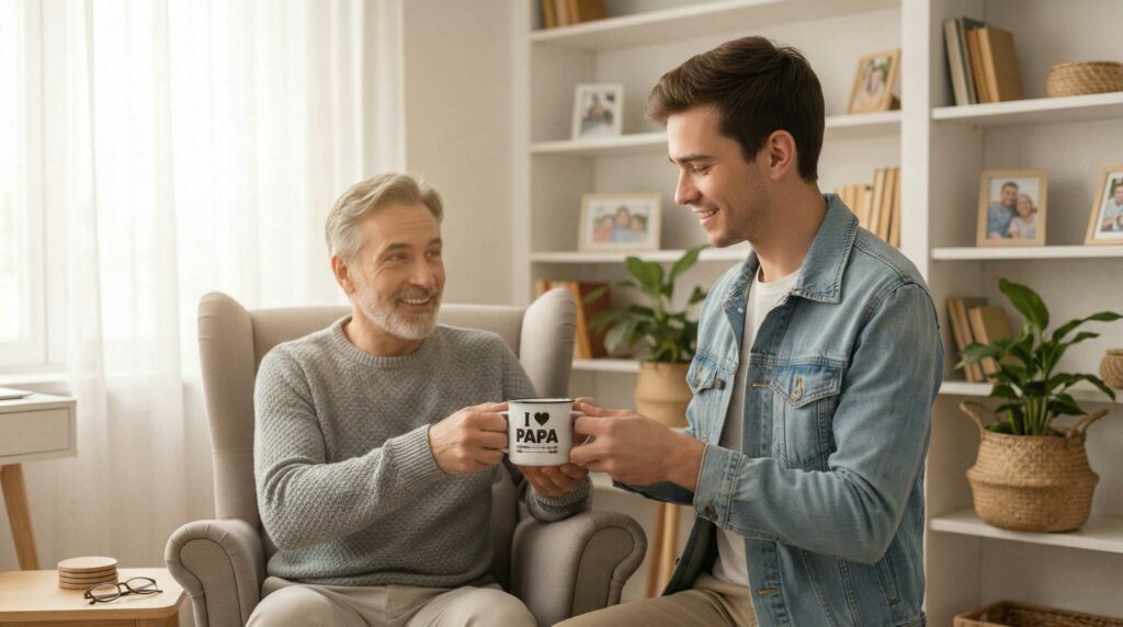 Detalle de una taza personalizada para el Día del Padre.