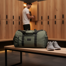 Bolsa fin de semana travel con iniciales mostaza