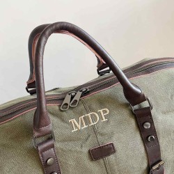 Bolsa de viaje con iniciales verde caza