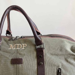 Bolsa de viaje con iniciales verde caza