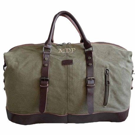 Bolsa de viaje con iniciales verde caza