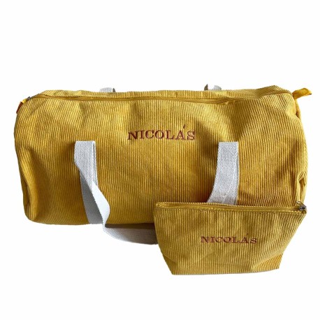 Bolsa de deporte rayas azules con iniciales bordadas