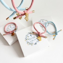6 pulseras cordón elástico con ángel para invitados