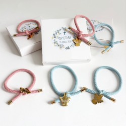 6 pulseras cordón elástico con ángel para invitados