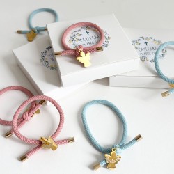 6 pulseras cordón elástico con ángel para invitados