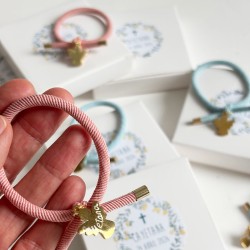 6 pulseras cordón elástico con ángel para invitados