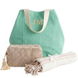 Set de bolsa de playa grande Sudafrica verdeagua y neceser