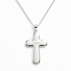 Cruz de plata grande grabada con nombre