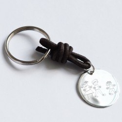 Llavero de plata con dibujo o firma de niños