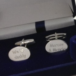 Gemelos de plata para caballero grabados