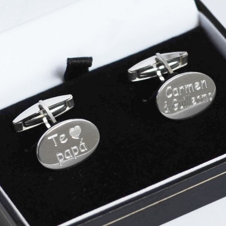Gemelos de plata para caballero grabados