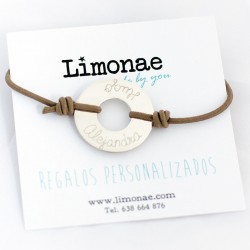 Pulsera aro de plata grabada