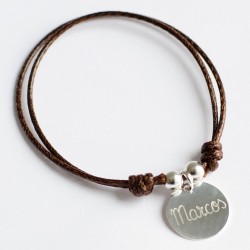 Pulsera con 1 medalla de plata grabada