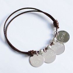 Pulsera con 4 medallas de plata grabadas