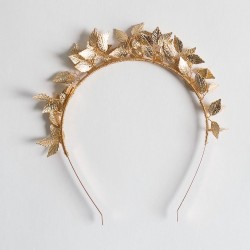 Diadema Comunión clásica hojas oro