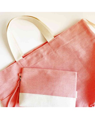 Set bolsa de playa Sudafrica coral con neceser