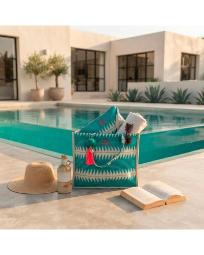Bolsa de playa con neceser a juego para personalizar con iniciales