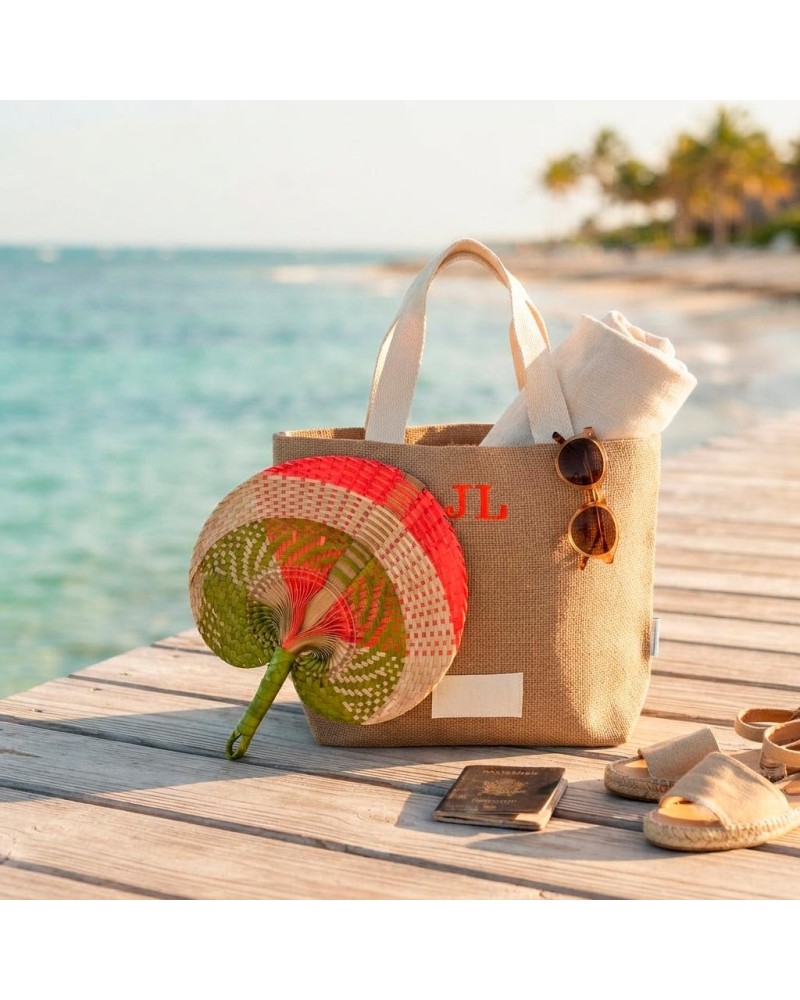 Bolso de yute personalizado con iniciales con abanico pai pai