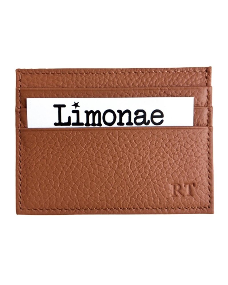 Tarjetero Camel de Piel para Hombre o mujer con Iniciales | Limonae