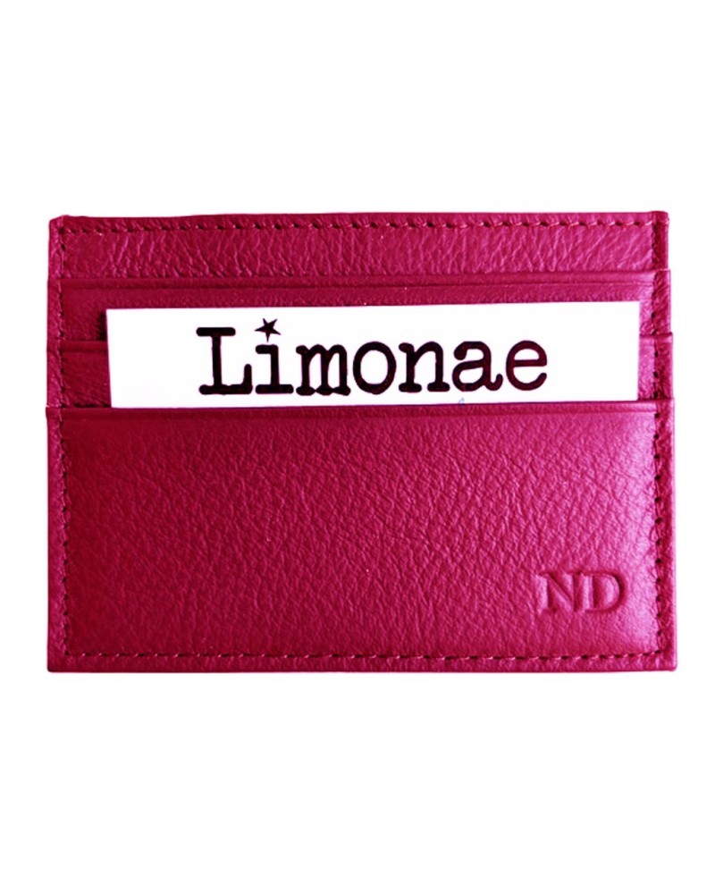 Tarjetero de Piel Rosa Fucsia con Iniciales para Mujer | Limonae