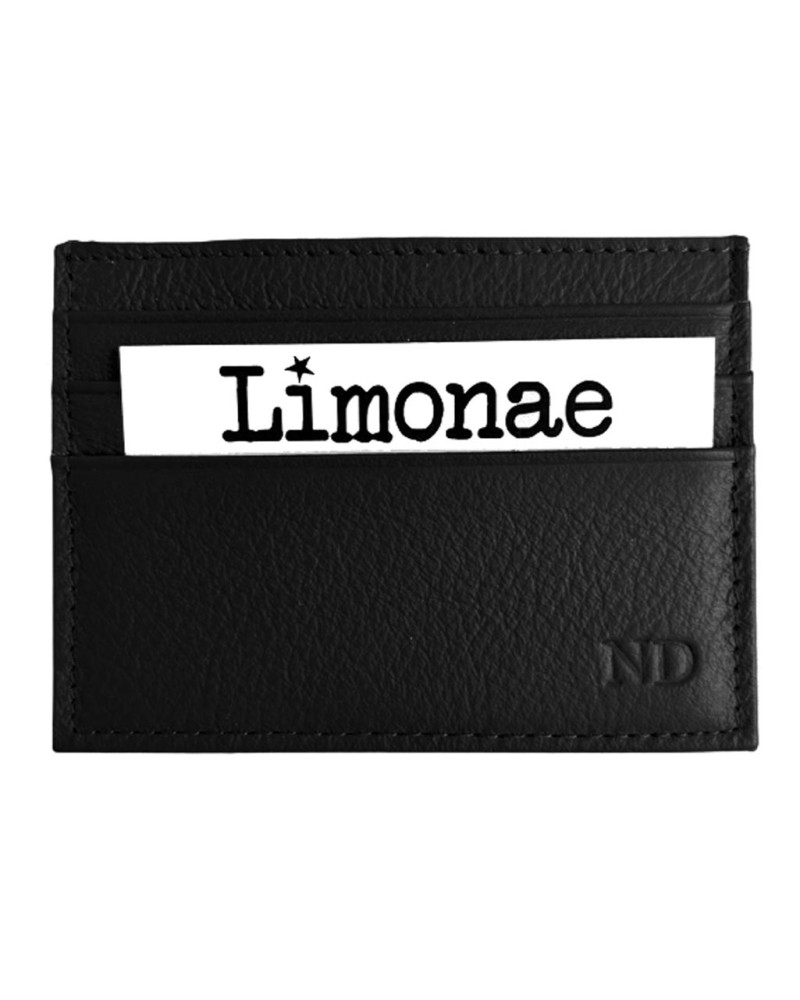 Tarjetero de Piel Negro con Iniciales Personalizadas | Limonae