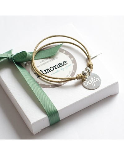 Pulsera con 1 medalla de plata grabada