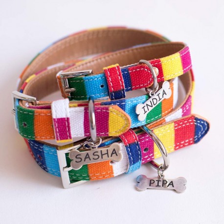 Collar para perro hippie con nombre