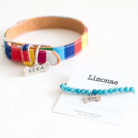 Collar con nombre para perro con pulsera para mujer