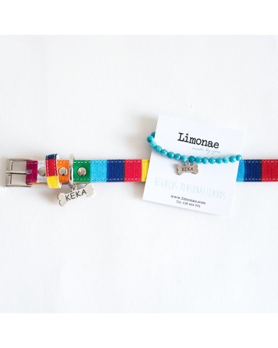 Collar con nombre para perro con pulsera para mujer