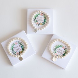 6 pulseras de perlas detalles boda personalizados