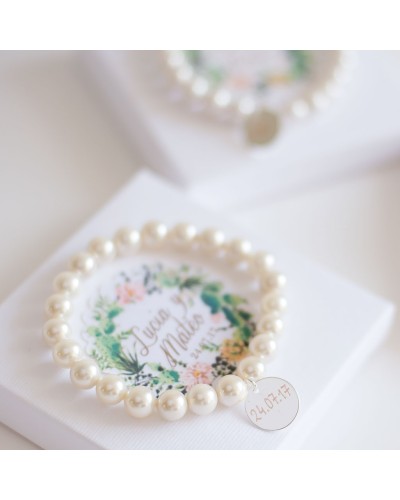 6 pulseras de perlas detalles boda personalizados