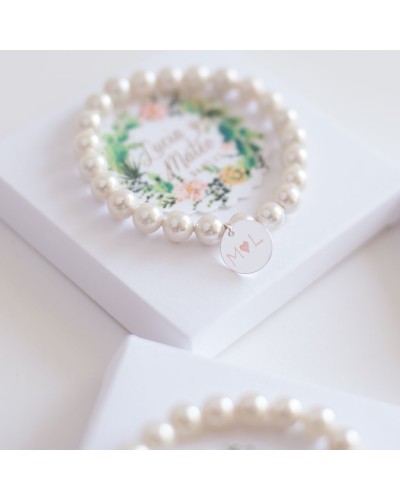 6 pulseras de perlas detalles boda personalizados