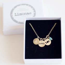 Collar de oro LOVE YOU con iniciales o fecha