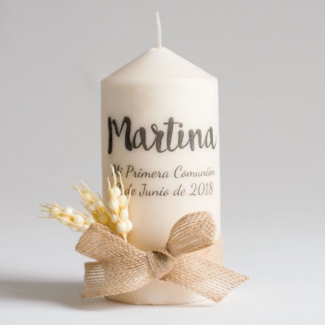 Vela Comunión personalizada espiga de trigo
