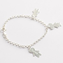 Pulsera de plata con 3 siluetas de plata