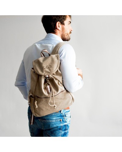 Mochila vintage con iniciales o nombre