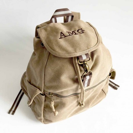 Mochila vintage con iniciales o nombre