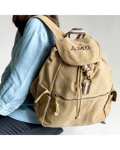 Mochila vintage con iniciales o nombre