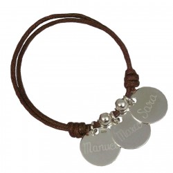 Pulsera con 3 medallas de plata personalizadas