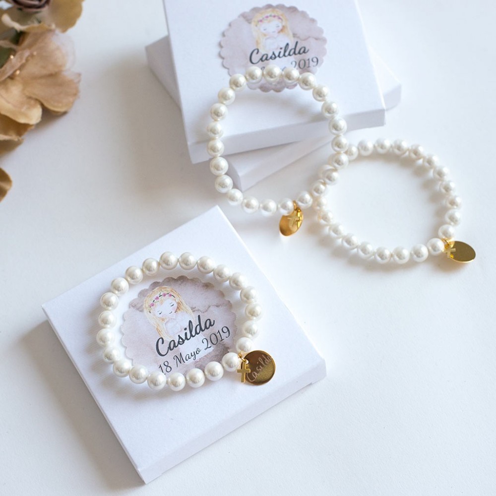 Rama Rechazar Circunferencia Detalles Comunión para invitados pulseras de perlas personalizadas
