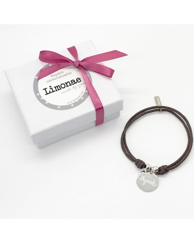 Pulsera con 1 medalla de plata grabada