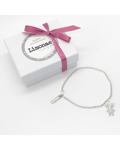 Pulsera de plata con 1 silueta de plata