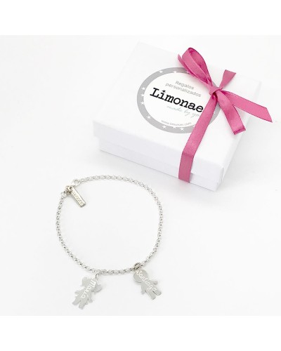 Pulsera de plata con 2 siluetas de plata