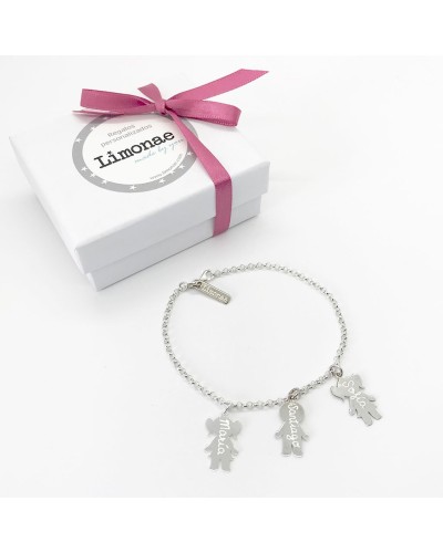 Pulsera de plata con 3 siluetas de plata
