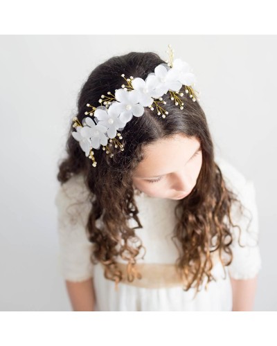 Diadema Comunión flores blancas "Andrea"