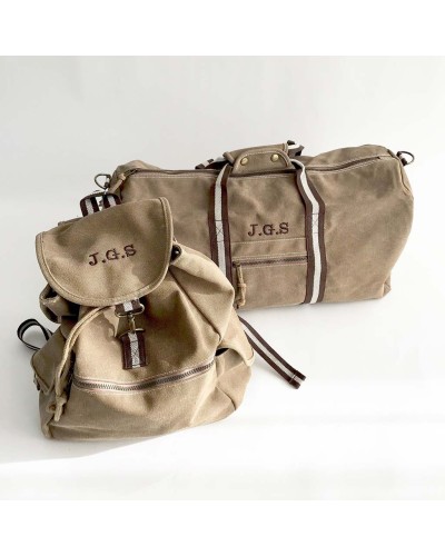 Mochila vintage con iniciales o nombre